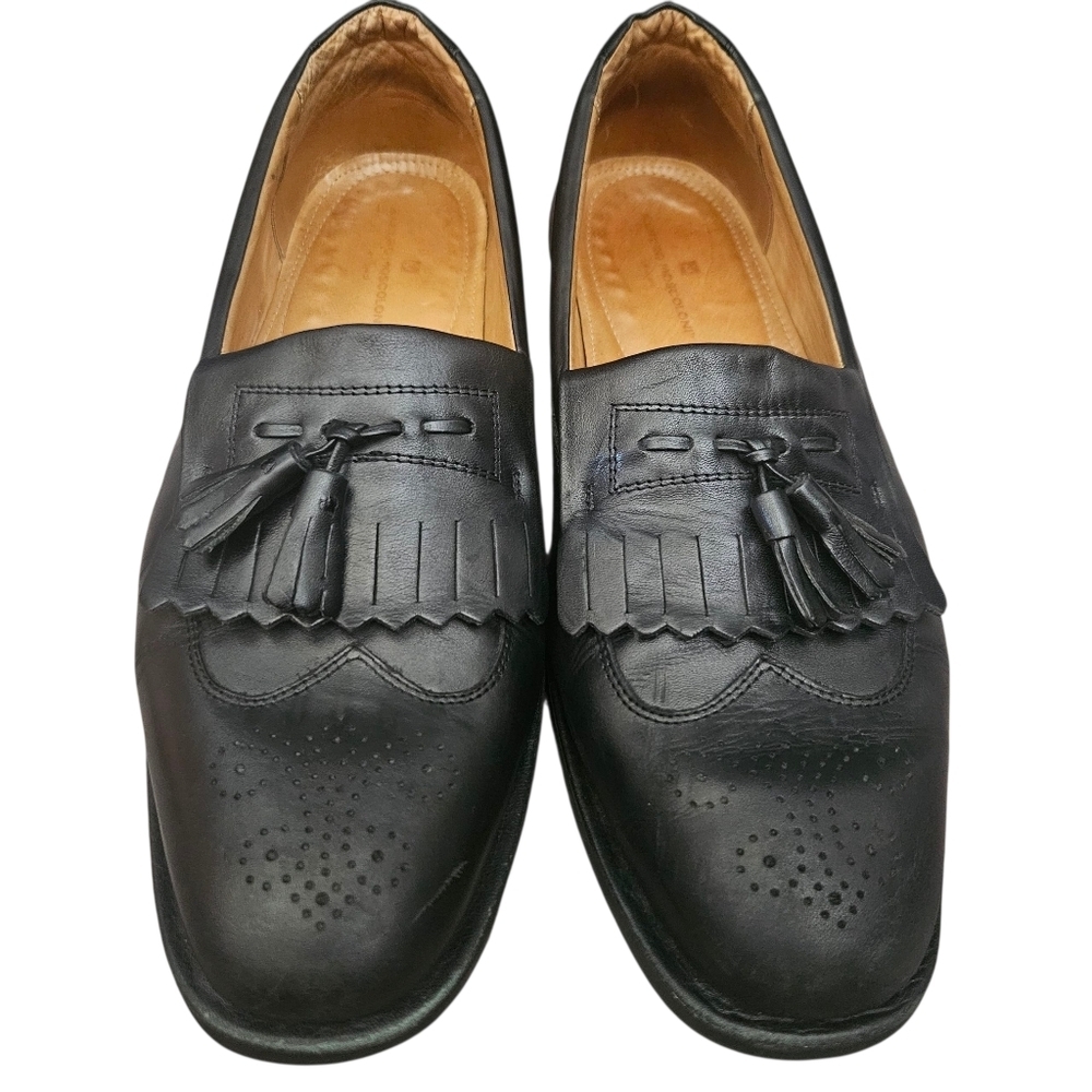 Sandro Moscoloni Black Vineyard Leather  Tassel‎ Loafers Men 10.5 D